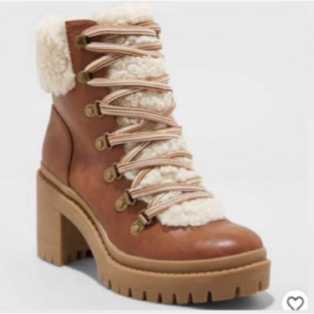 Faux leather winter heel boots size 7.5